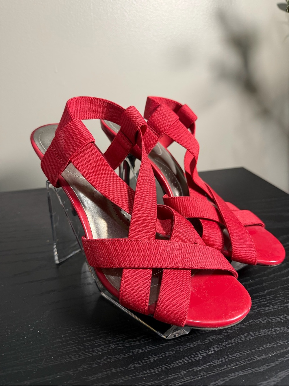 Red Strappy Heel Sandals - Women